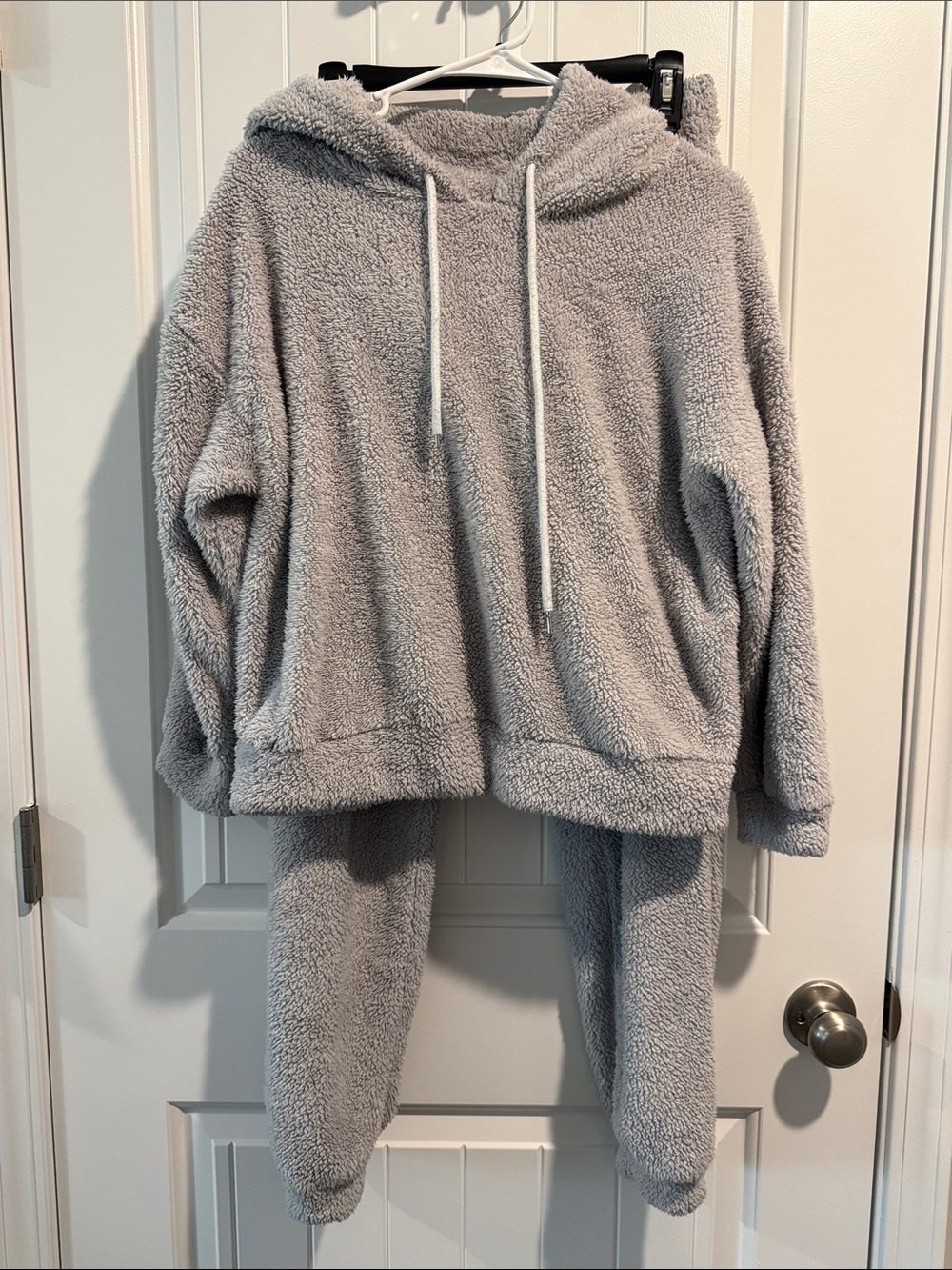 SHEIN Gray Plush Hooded Pajama Set